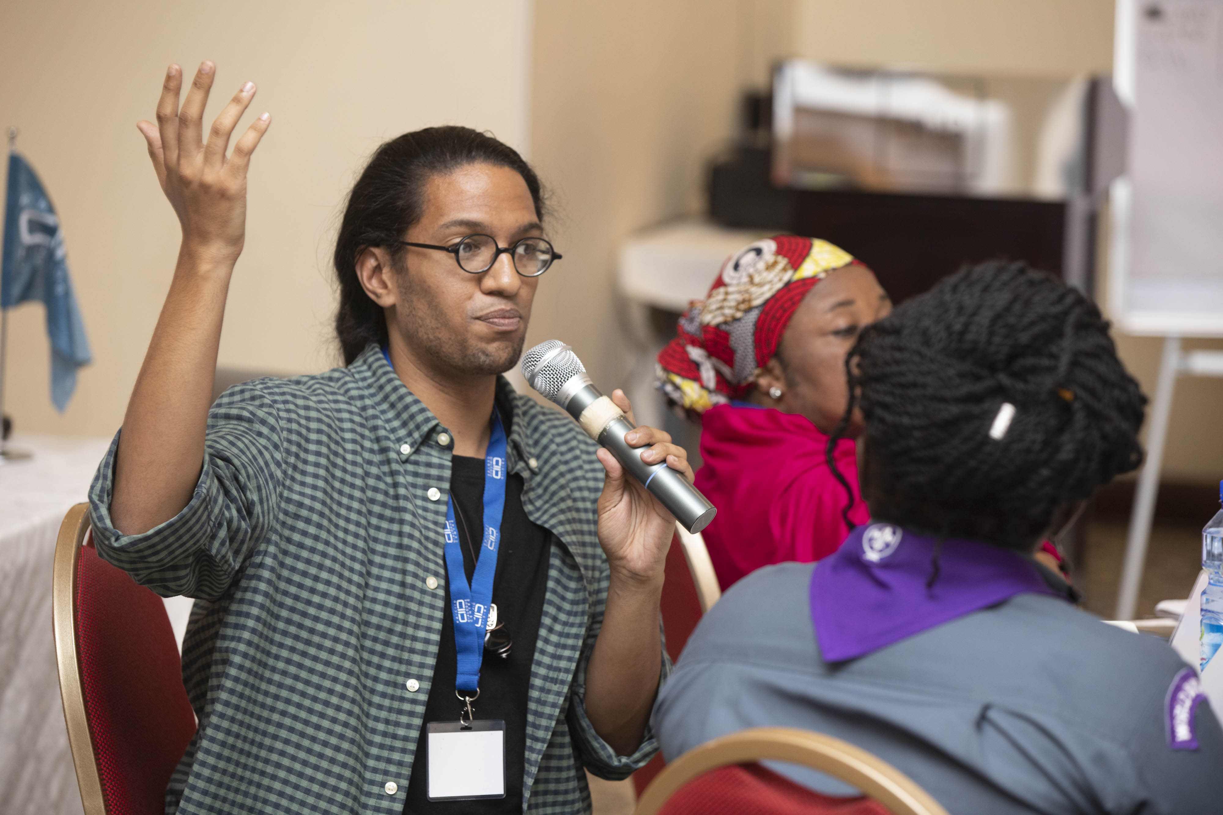 Social justice advocate Uzair Ben Ebrahim speaks at a KAICIID Fellows training in Africa 