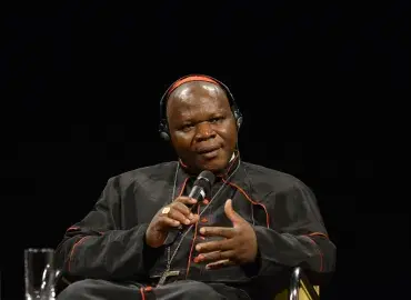 Cardinal Nzapalainga speaks at a KAICIID event in Vienna, April 2018. Photo: KAICIID