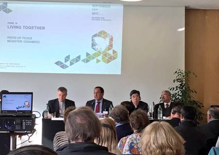 KAICIID Secretary General Faisal Bin Muaammar speaks in Muenster, Germany, September 2017. Photo: KAICIID KAICIID Secretary General Faisal Bin Muaammar speaks in Muenster, Germany, September 2017. Photo: KAICIID