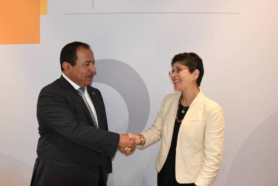 KAICIID Secretary General, Faisal bin Muaammar and Religions for Peace Secretary General, Dr. Azza Karam