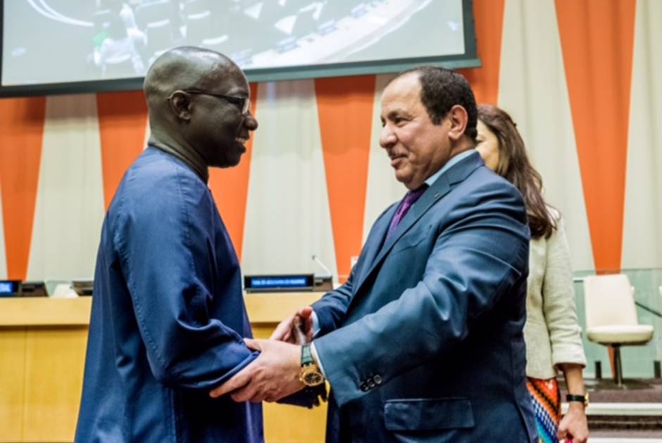 KAICIID Secretary General Faisal Bin Muaammar and United Nations Special Adviser on Genocide Prevention Adama Dieng at a joint event at UN Headquarters in New York, 14 July 2017. Photo: KAICIID/Michael Palma Mir KAICIID Secretary General Faisal Bin Muaammar and United Nations Special Adviser on Genocide Prevention Adama Dieng at a joint event at UN Headquarters in New York, 14 July 2017. Photo: KAICIID/Michael Palma Mir