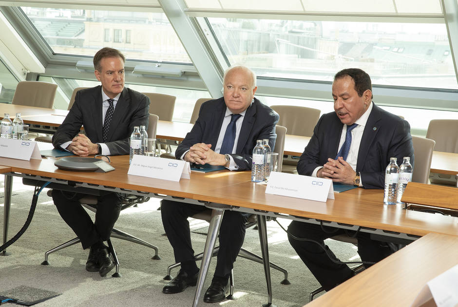 H.E. Miguel Ángel Moratinos, High Representative of UNAOC, with Deputy Secretary General Álvaro Albacete and Secretary General Faisal bin Muaammar (right) during a visit to KAICIID HQ in Vienna