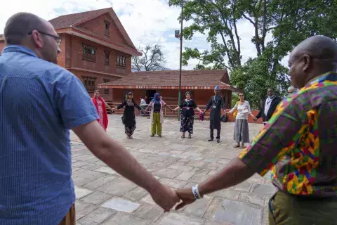 KAICIID Fellows from the international cohort meet for their 2nd in-person training in Kathmandu, Nepal (Photo: Niranjan Shrestha for KAICIID)