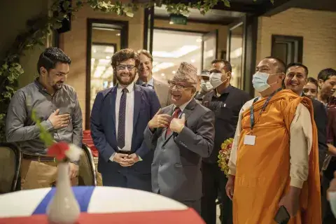 KAICIID Fellows coming together with the former Prime Minister of Nepal, Madhav Kumar Nepal.