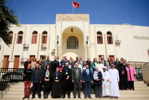 2023 KAICIID Fellows from the Arab region visited Ez-Zitouna University in Tunis, where they joined doctoral students to discuss dissertations related to dialogue, coexistence, and peace.