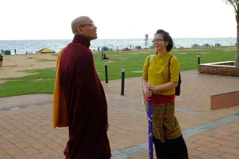 Nang Loung Hom speaks with the Venerable Acinna. Both Fellows are Buddhists who are currently working in Sri Lanka. Hom and Acinna