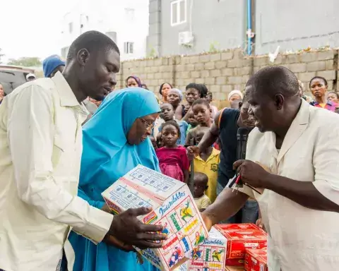 The IDFP previously visited the camp, delivering humanitarian aid and holding a town hall meeting to hear the needs of the people living there. Photo: Godwin Oisi