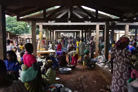 A busy market in rural CAR. Photo: Jack Losh