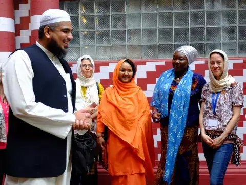 The Fellows look on during the tour of the Historic Red Mosque of Colombo, the first stop on the tour. The Red Mosque Tour