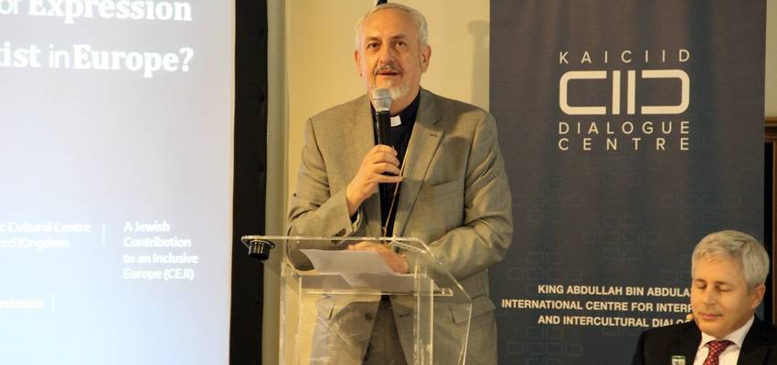 His Eminence Metropolitan Emmanuel, Metropolitan of France, and KAICIID Board Member, speaks at the KAICIID dialogue on freedom of expression and freedom of religion or belief in Paris, France, 15 June 2015Copyright: KAICIID His Eminence Metropolitan Emmanuel, Metropolitan of France, and KAICIID Board Member, speaks at the KAICIID dialogue on freedom of expression and freedom of religion or belief in Paris, France, 15 June 2015Copyright: KAICIID