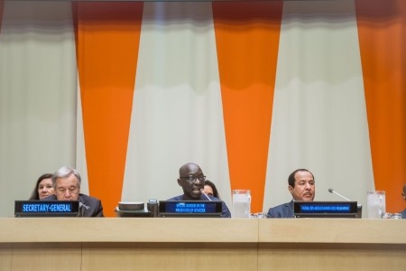 KAICIID Secretary General Faisal Bin Muaammar speaks at the launch of the Plan of Action for Religious Leaders and Actors to Prevent Incitement to Violence that Could Lead to Atrocity Crimes in New York, 14 July 2017. KAICIID Secretary General Faisal Bin Muaammar speaks at the launch of the Plan of Action for Religious Leaders and Actors to Prevent Incitement to Violence that Could Lead to Atrocity Crimes in New York, 14 July 2017.