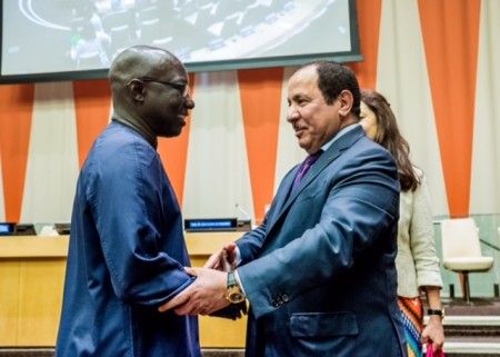 KAICIID Secretary General Faisal Bin Muaammar and United Nations Special Adviser on Genocide Prevention Adama Dieng at a joint event at UN Headquarters in New York, 14 July 2017. Photo: KAICIID/Michael Palma Mir KAICIID Secretary General Faisal Bin Muaammar and United Nations Special Adviser on Genocide Prevention Adama Dieng at a joint event at UN Headquarters in New York, 14 July 2017. Photo: KAICIID/Michael Palma Mir