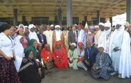 Sultan of Sokoto, Alhaji Saad Abubakar III, Archbishop of Abuja, Cardinal John Onaiyekan with participants at the Opening Ceremony of the National Inter-Faith Dialogue meeting organized by ICPR and KAICIID with the interfaith Mediation Center in Abuja